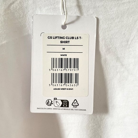 Gymshark Shirt Mens White Long Sleeve GSLC Lifting Club Athletic Top Casual, M - Picture 3 of 9